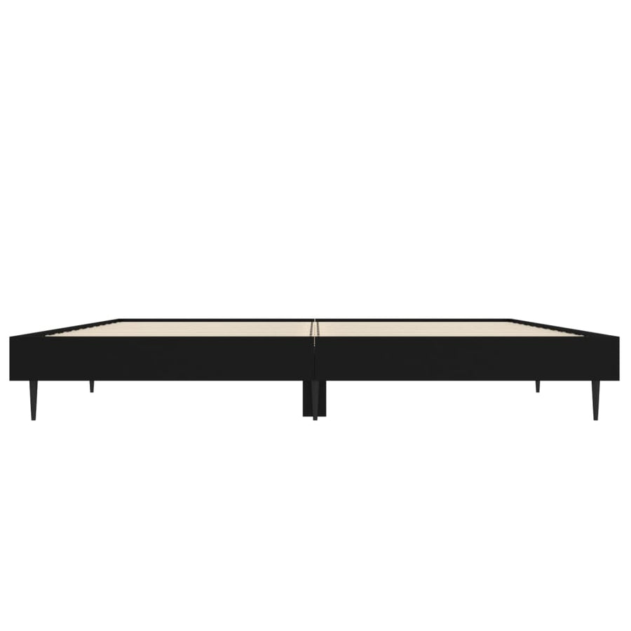 Bedframe Bewerkt Hout Zwart 135 x 190 cm