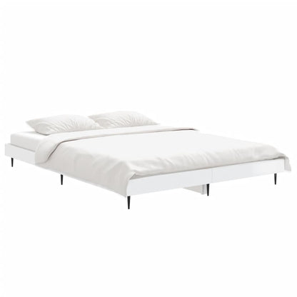 Bedframe Bewerkt Hout Hoogglans Wit 135 x 190 cm