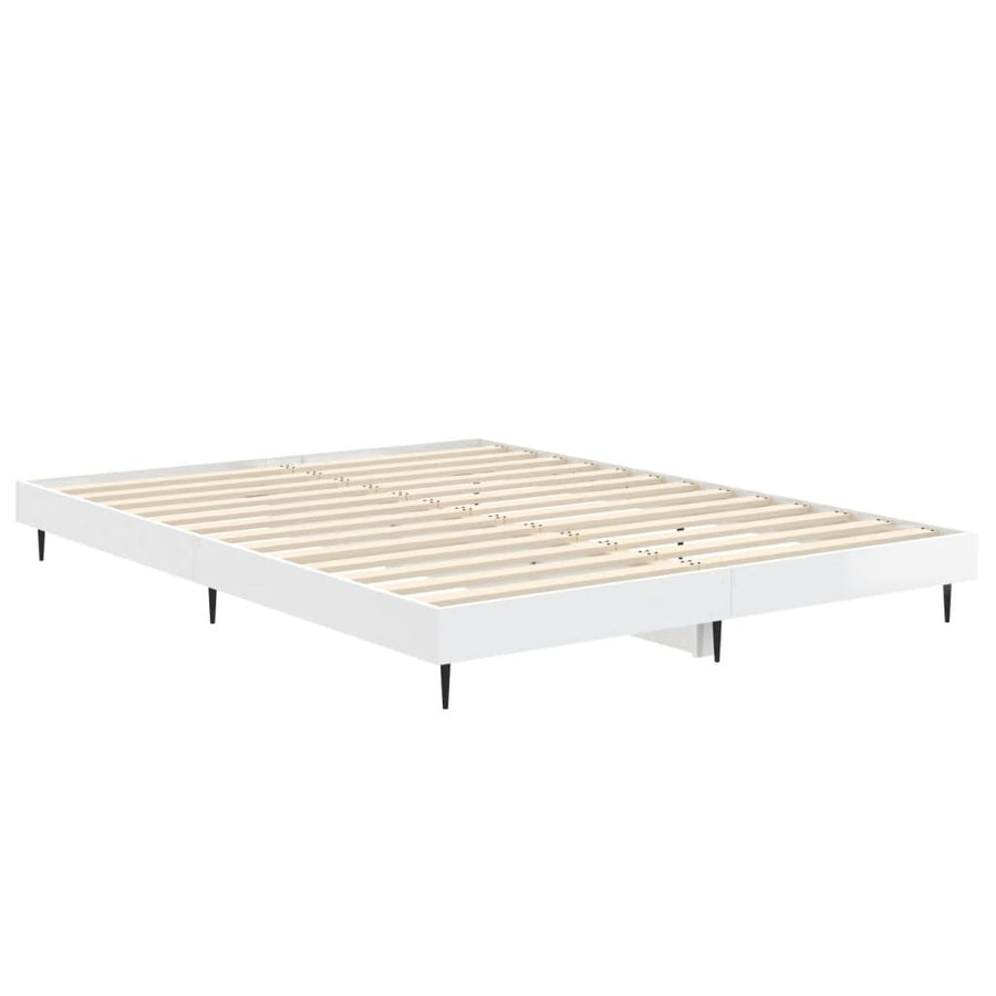 Bedframe Bewerkt Hout Hoogglans Wit 135 x 190 cm