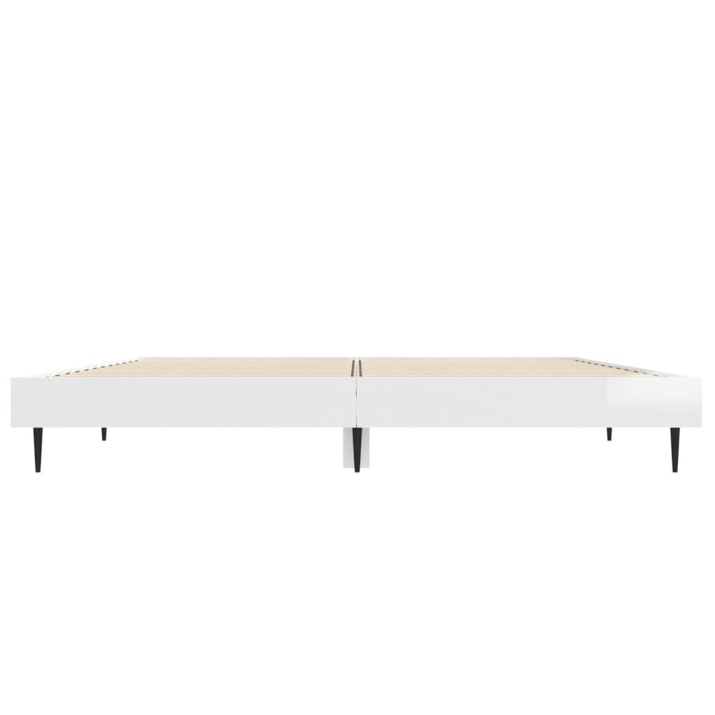 Bedframe Bewerkt Hout Hoogglans Wit 135 x 190 cm