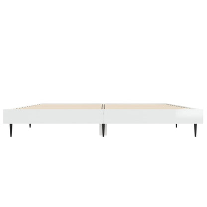 Bedframe Bewerkt Hout Hoogglans Wit 135 x 190 cm