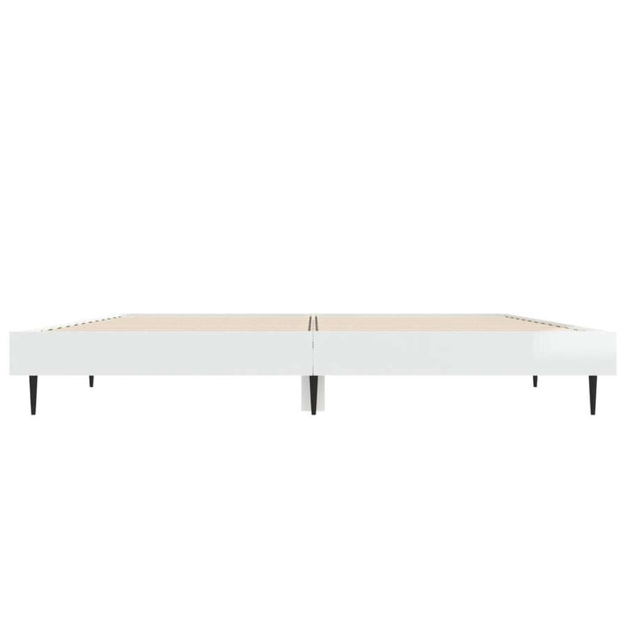 Bedframe Bewerkt Hout Hoogglans Wit 135 x 190 cm