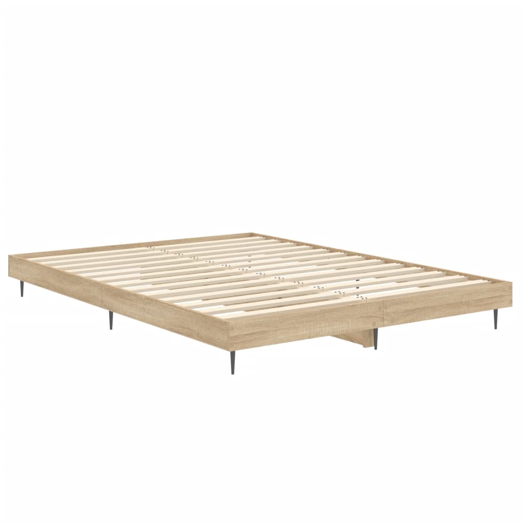 Bedframe Bewerkt Hout Kleurig Sonoma Eiken 135 x 190 cm