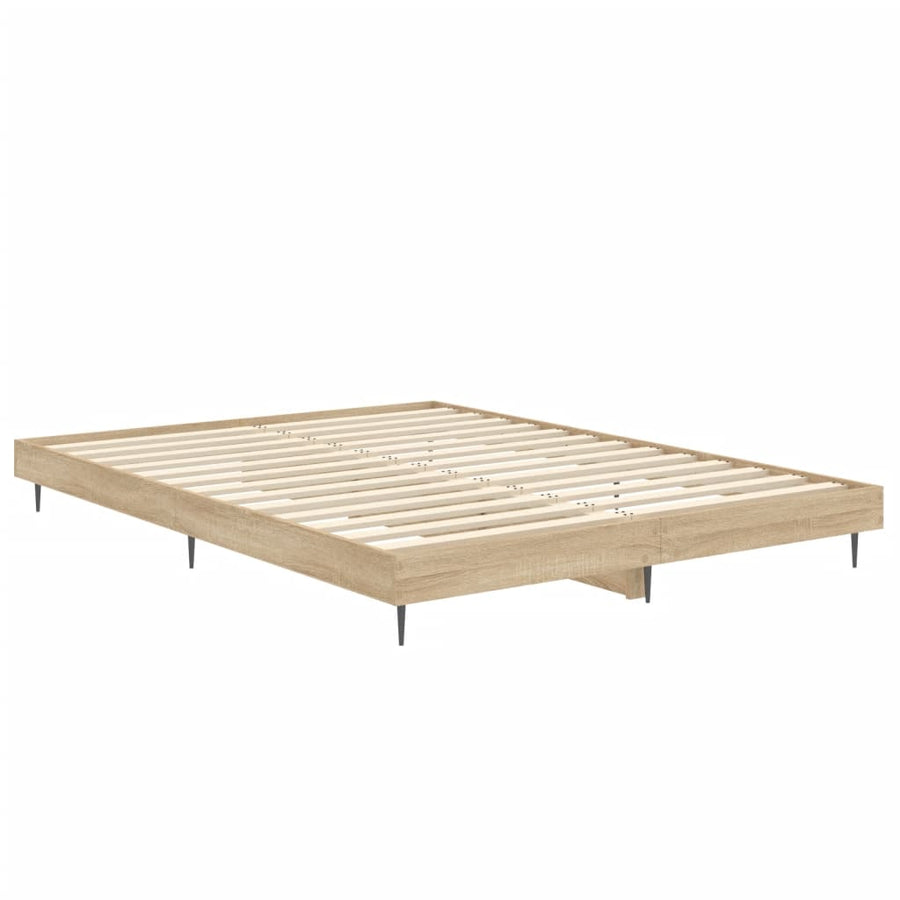 Bedframe Bewerkt Hout Kleurig Sonoma Eiken 135 x 190 cm