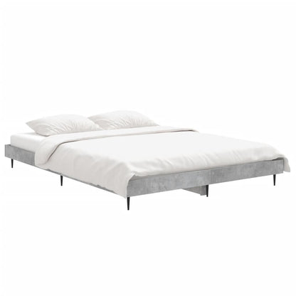 Bedframe Bewerkt Hout Betongrijs 135 x 190 cm