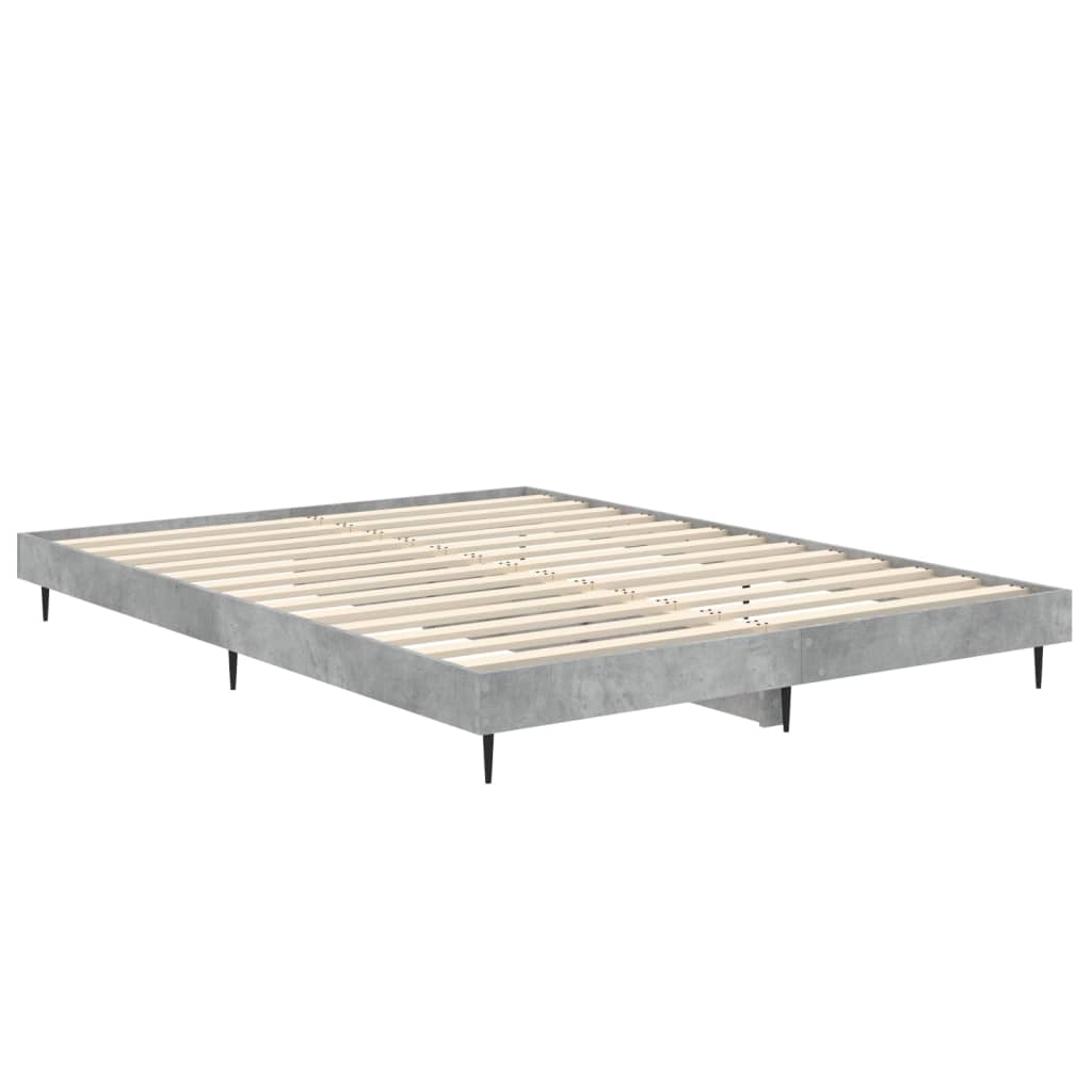 Bedframe Bewerkt Hout Betongrijs 135 x 190 cm
