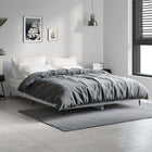 Carved wood bed frame concrete gray 135x190 cm