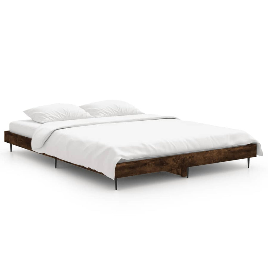Bedframe Bewerkt Hout Kleurig Gerookt Eiken 135 x 190 cm
