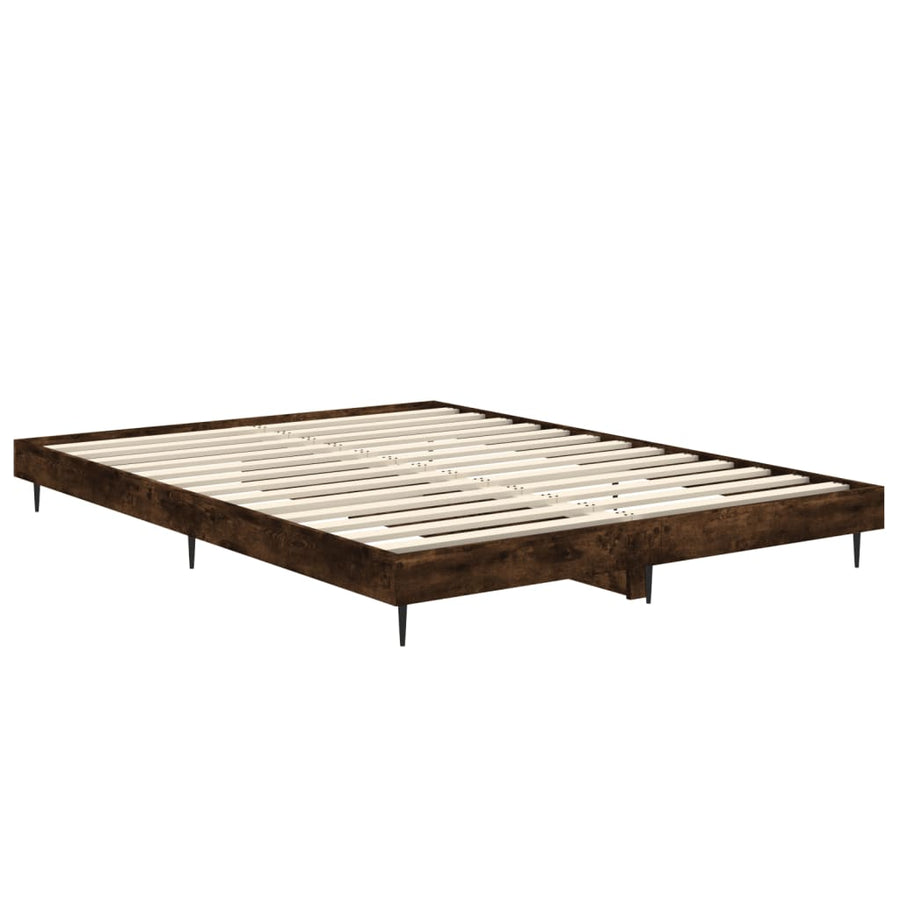 Bedframe Bewerkt Hout Kleurig Gerookt Eiken 135 x 190 cm