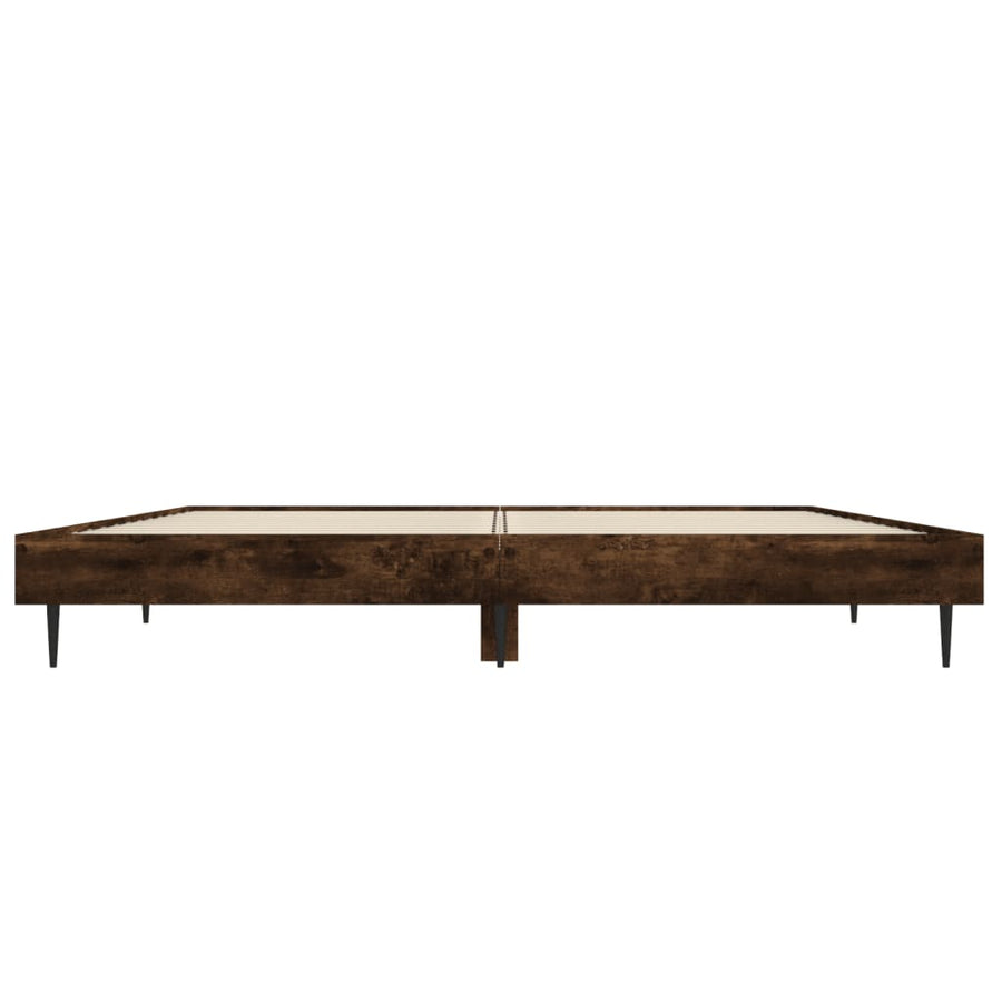 Bedframe Bewerkt Hout Kleurig Gerookt Eiken 135 x 190 cm