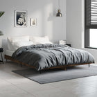 Bedframe 135x190 cm bewerkt hout gerookt eiken