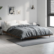 Bedframe 135x190 cm bewerkt hout gerookt eiken