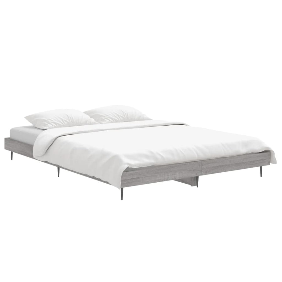 Bedframe Bewerkt Hout Eikenkleurig Grijs Sonoma 135 x 190 cm