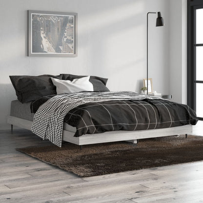 Bedframe Bewerkt Hout Eikenkleurig Grijs Sonoma 135 x 190 cm