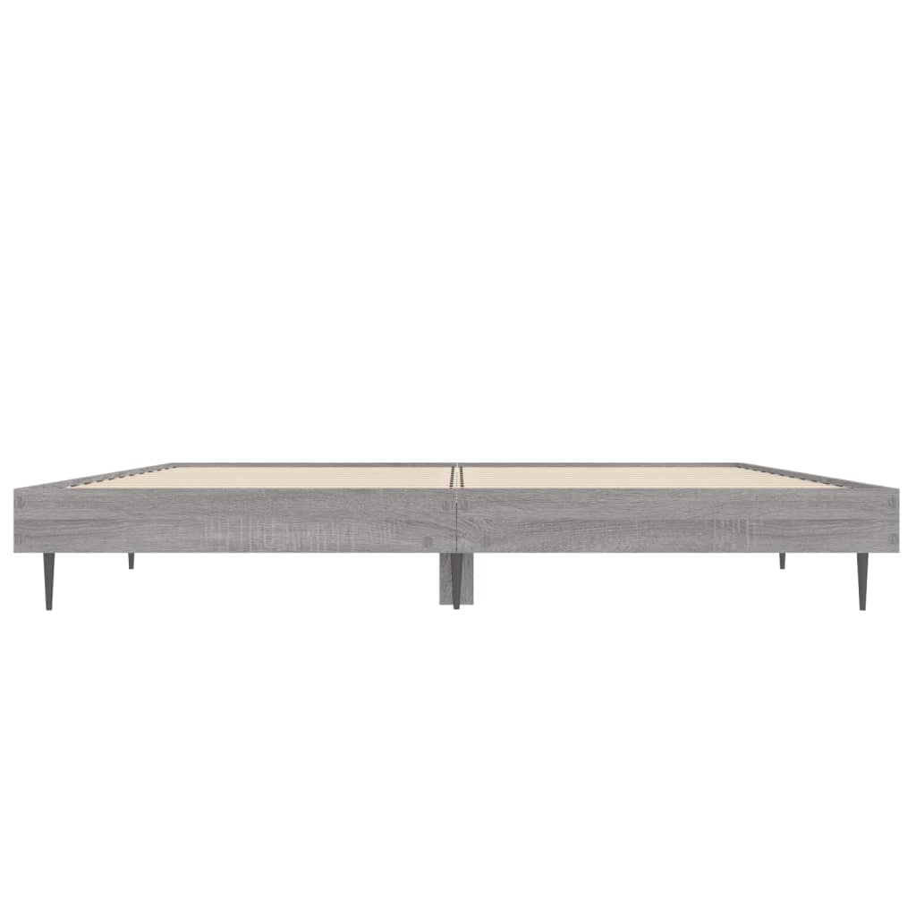 Bedframe Bewerkt Hout Eikenkleurig Grijs Sonoma 135 x 190 cm