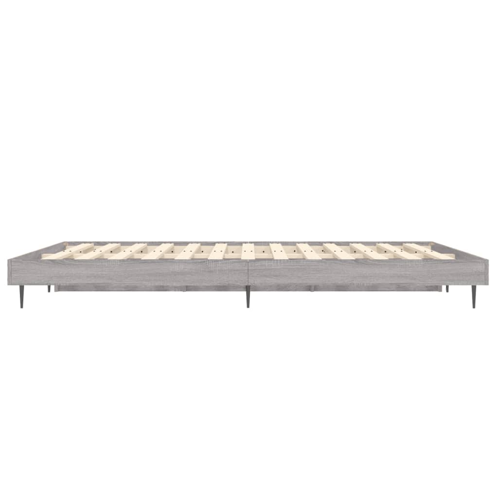 Bedframe Bewerkt Hout Eikenkleurig Grijs Sonoma 135 x 190 cm
