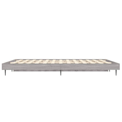 Bedframe Bewerkt Hout Eikenkleurig Grijs Sonoma 135 x 190 cm