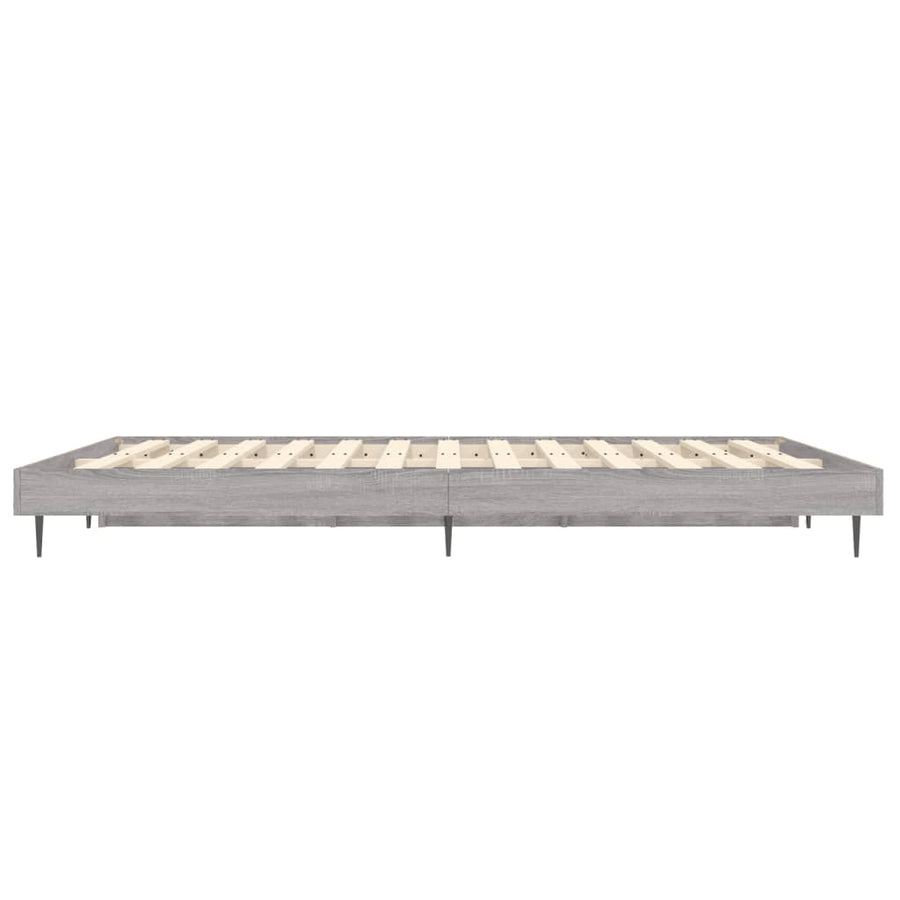 Bedframe Bewerkt Hout Eikenkleurig Grijs Sonoma 135 x 190 cm