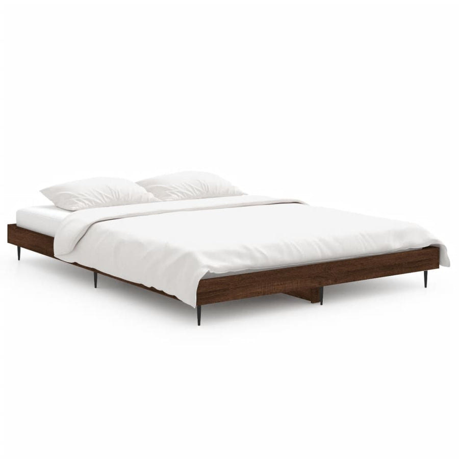 Bedframe Bewerkt Hout Bruin Eikenkleur 135 x 190 cm
