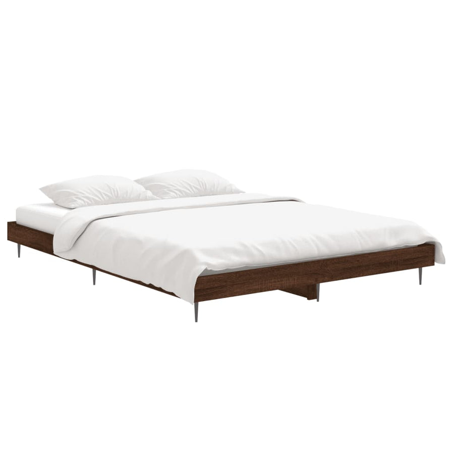 Bedframe Bewerkt Hout Bruin Eikenkleur 135 x 190 cm