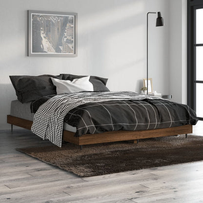 Bedframe Bewerkt Hout Bruin Eikenkleur 135 x 190 cm