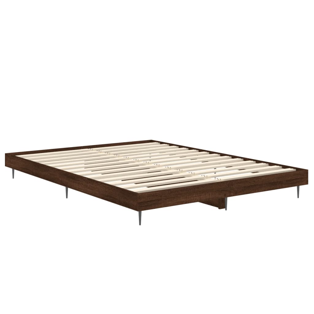 Bedframe Bewerkt Hout Bruin Eikenkleur 135 x 190 cm