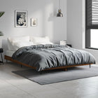 Bedframe 135x190 cm bewerkt hout bruin eikenkleur