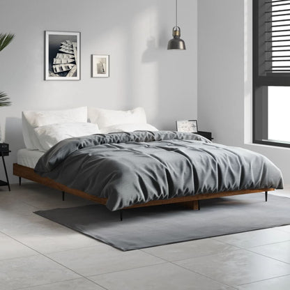 Bedframe Bewerkt Hout Bruin Eikenkleur 135 x 190 cm