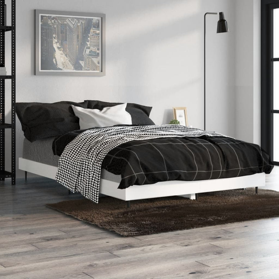 Bedframe Bewerkt Hout Wit 120 x 190 cm