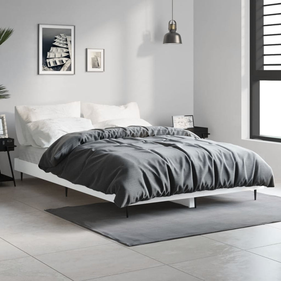 Bedframe Bewerkt Hout Wit 120 x 190 cm