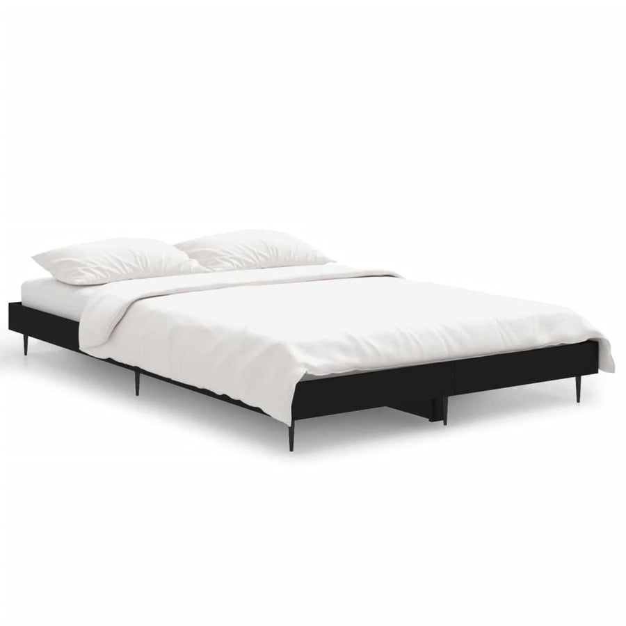 Bedframe Bewerkt Hout Zwart 120 x 190 cm