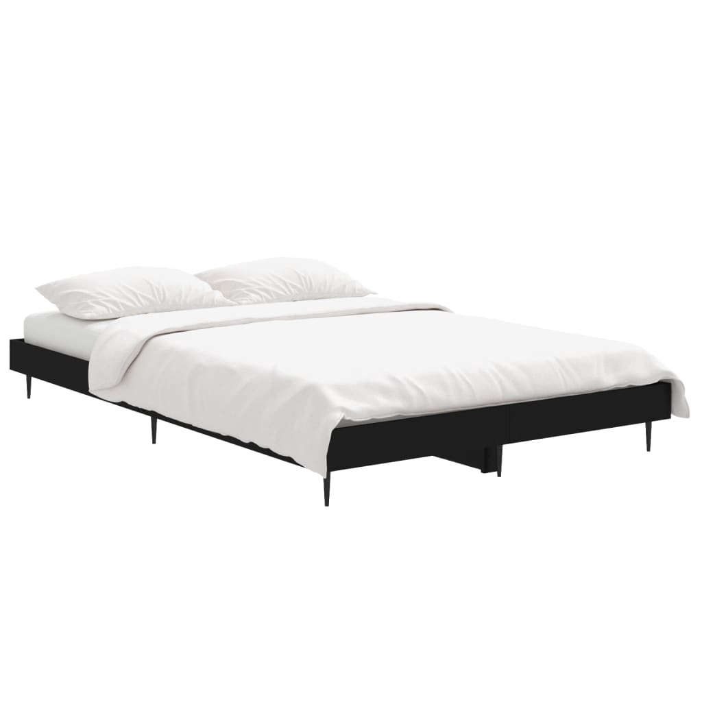 Bedframe Bewerkt Hout Zwart 120 x 190 cm