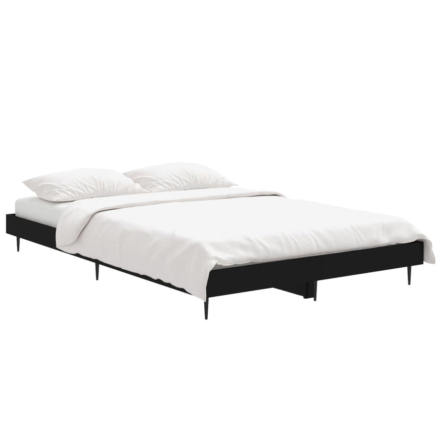 Bedframe Bewerkt Hout Zwart 120 x 190 cm