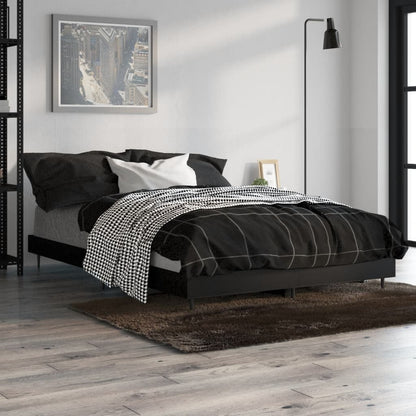 Bedframe Bewerkt Hout Zwart 120 x 190 cm