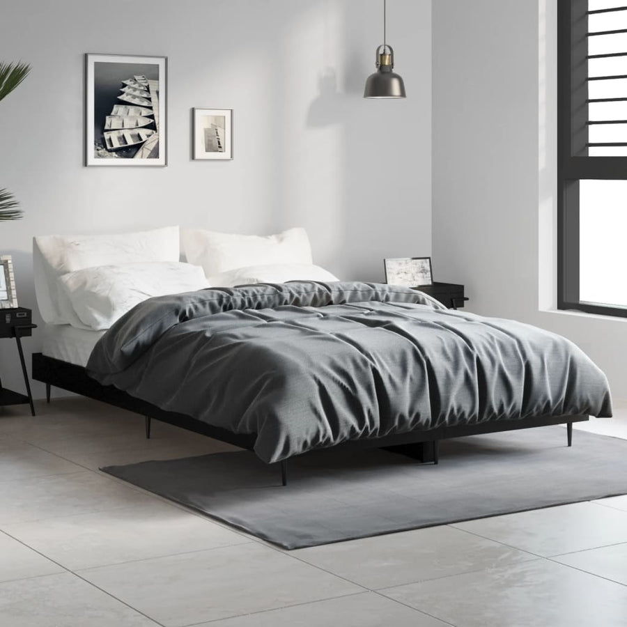 Bedframe Bewerkt Hout Zwart 120 x 190 cm