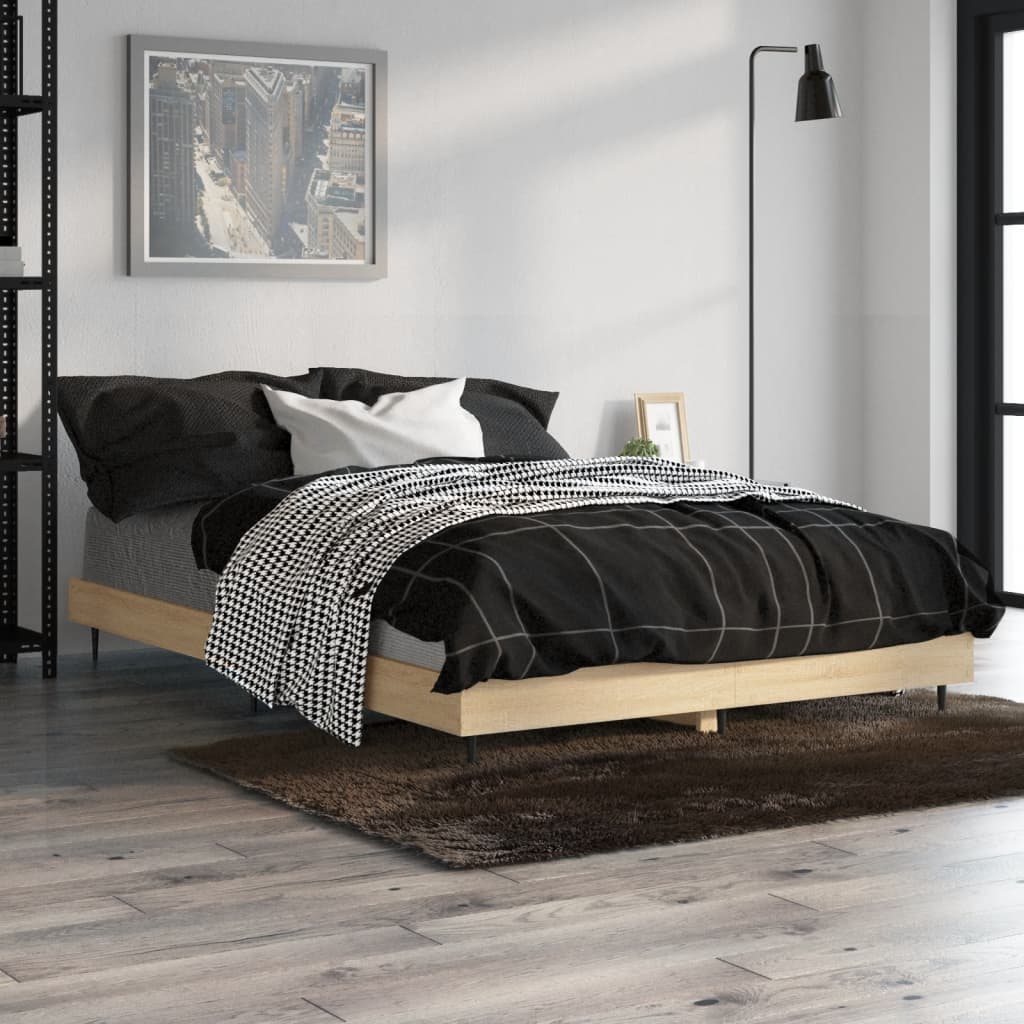 Bedframe Bewerkt Hout Kleurig Sonoma Eiken 120 x 190 cm