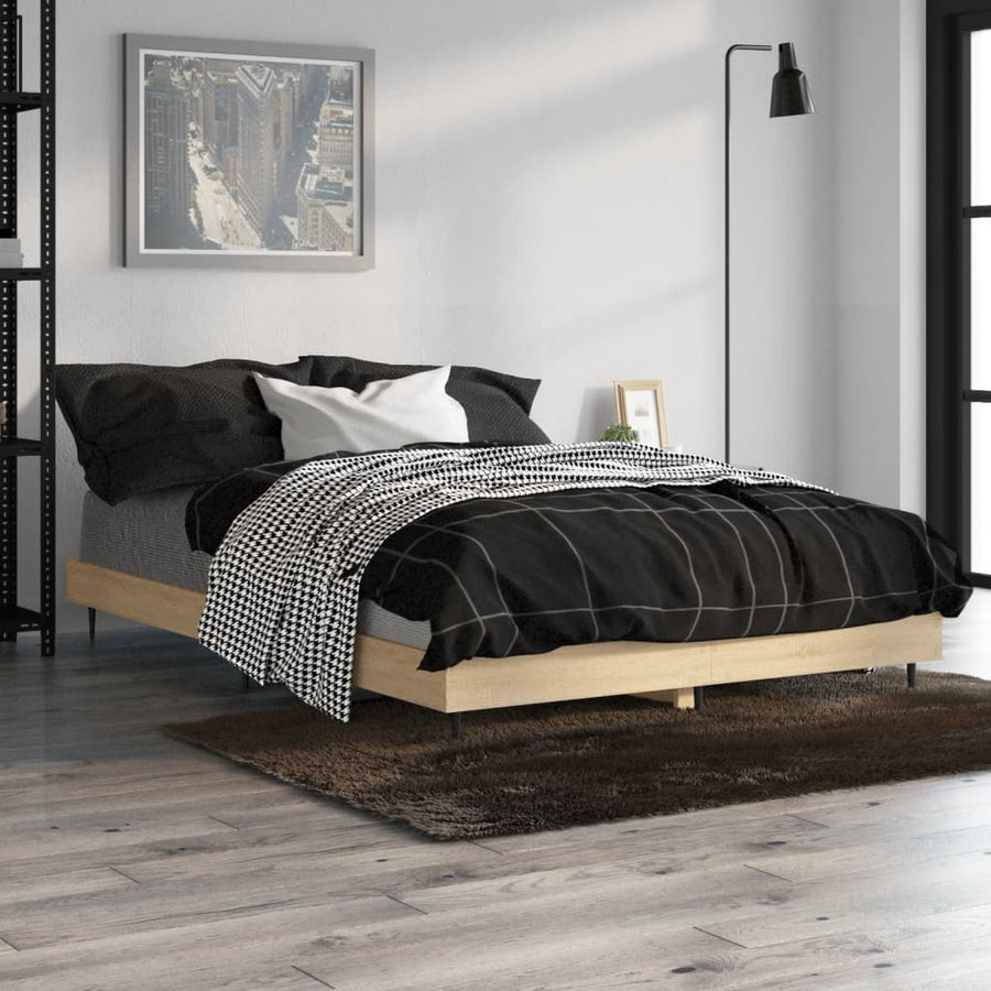 Bedframe Bewerkt Hout Kleurig Sonoma Eiken 120 x 190 cm