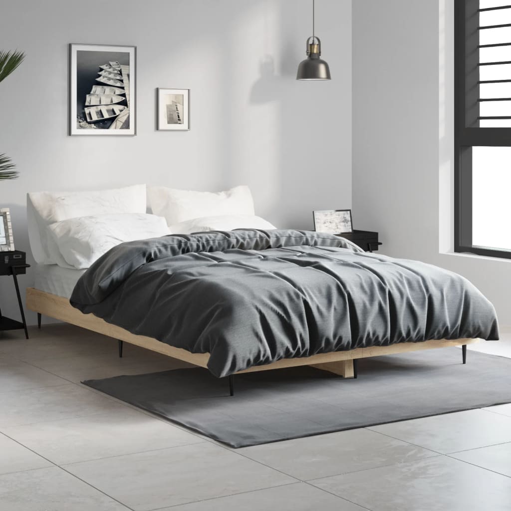 Bedframe Bewerkt Hout Kleurig Sonoma Eiken 120 x 190 cm