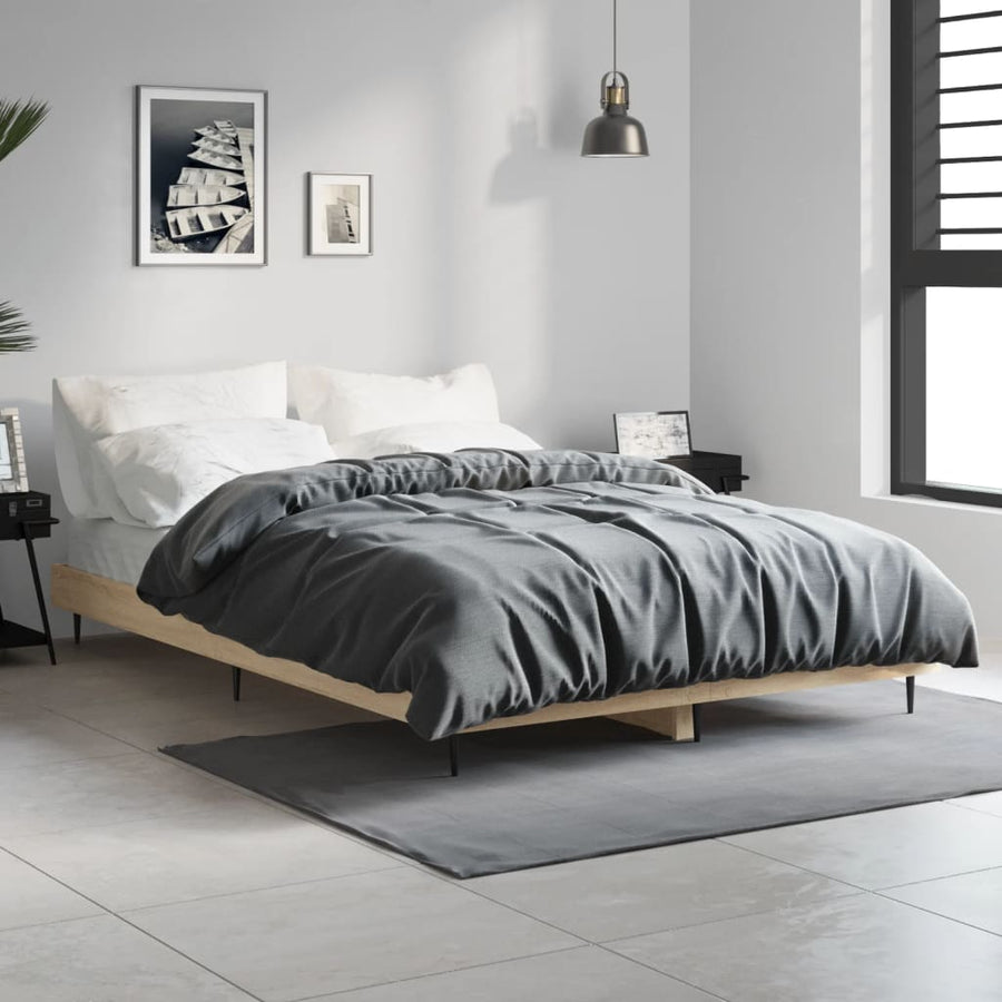 Bedframe Bewerkt Hout Kleurig Sonoma Eiken 120 x 190 cm