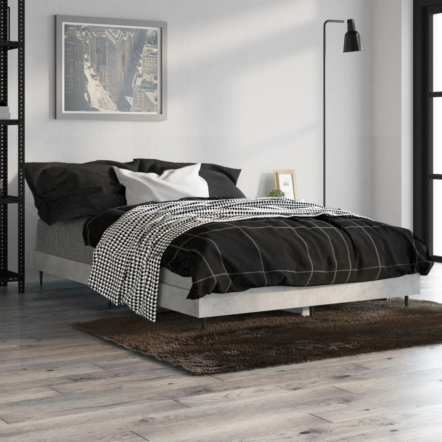 Bedframe Bewerkt Hout Betongrijs 120 x 190 cm