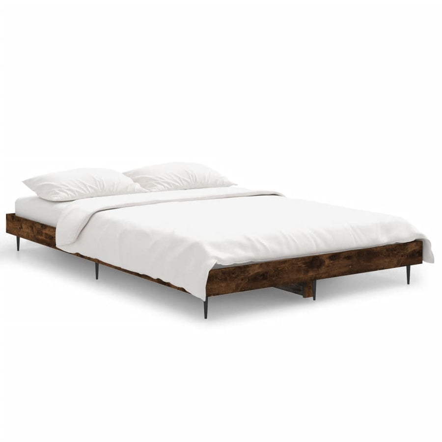 Bedframe Bewerkt Hout Kleurig Gerookt Eiken 120 x 190 cm