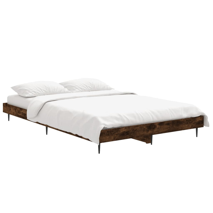 Bedframe Bewerkt Hout Kleurig Gerookt Eiken 120 x 190 cm