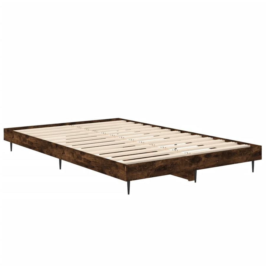 Bedframe Bewerkt Hout Kleurig Gerookt Eiken 120 x 190 cm