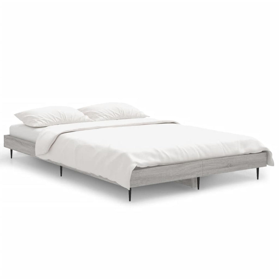 Bedframe Bewerkt Hout Eikenkleurig Grijs Sonoma 120 x 190 cm