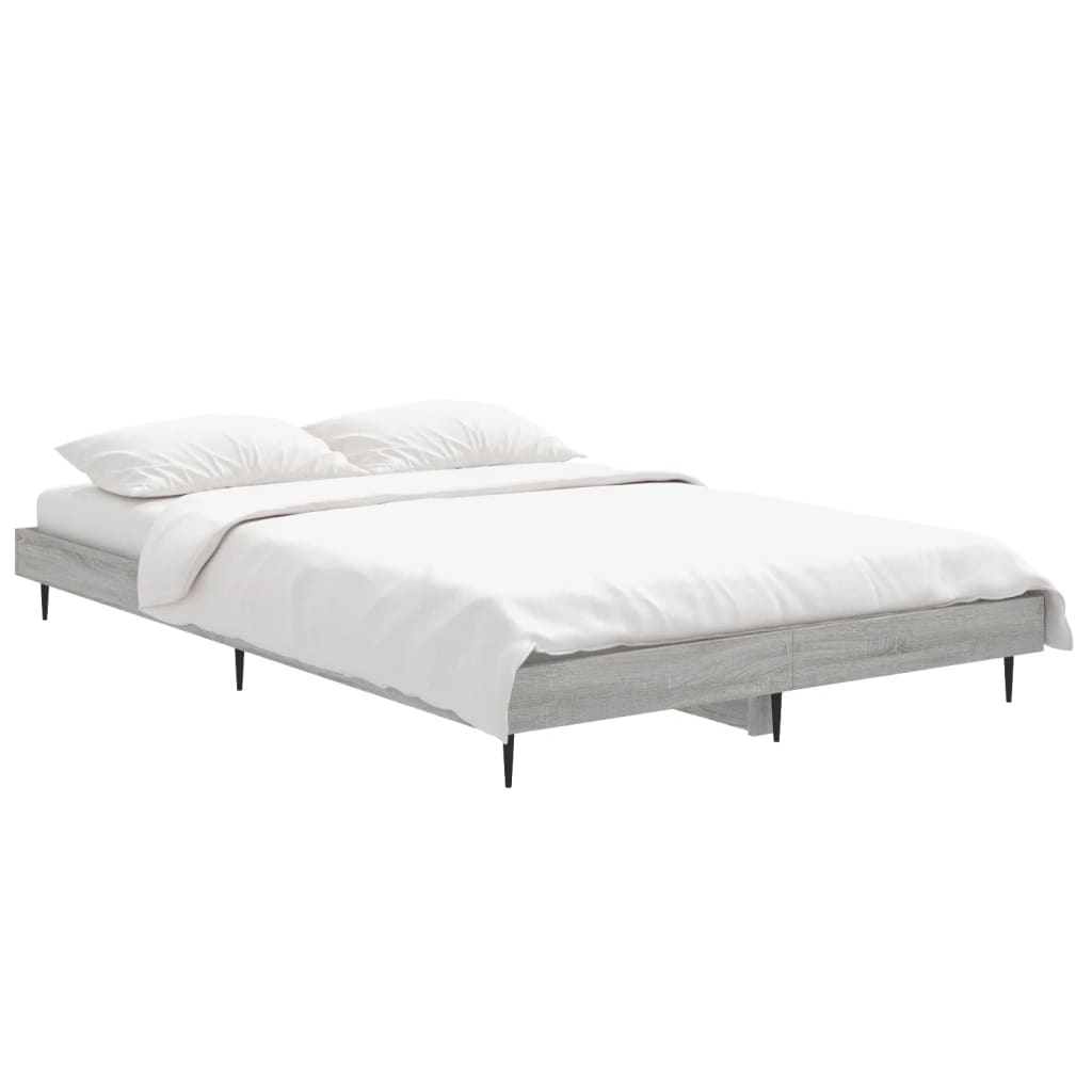 Bedframe Bewerkt Hout Eikenkleurig Grijs Sonoma 120 x 190 cm