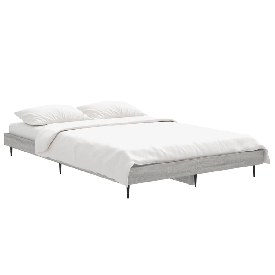 Bedframe Bewerkt Hout Eikenkleurig Grijs Sonoma 120 x 190 cm