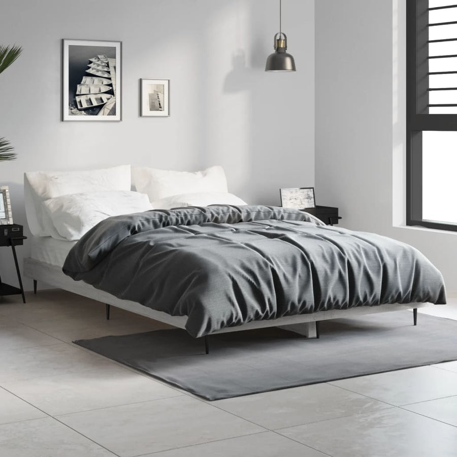 Bedframe Bewerkt Hout Eikenkleurig Grijs Sonoma 120 x 190 cm