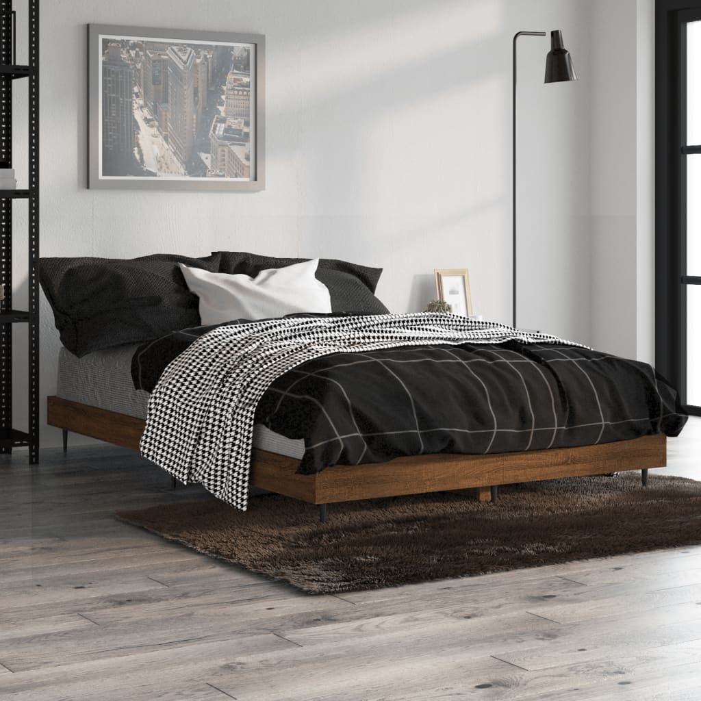 Bedframe Bewerkt Hout Bruin Eikenkleur 120 x 190 cm