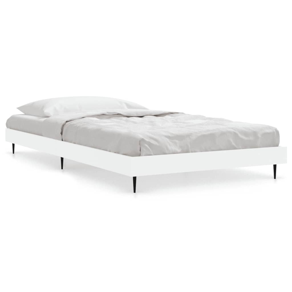 Bedframe Bewerkt Hout Wit 90 x 190 cm