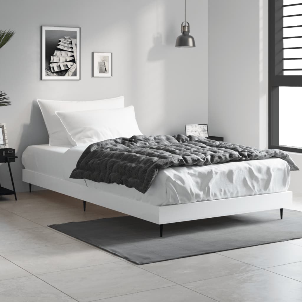 Bedframe Bewerkt Hout Wit 90 x 190 cm